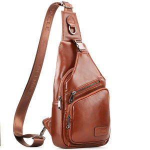 2021 Oil Wax Cowhide Genuine Leather High-capacity Mens Backpack Multi-function Chest Packs For Men Men Single Chest Back Day Pack Travel Vintage Natural Cowhide Casual Cross Body Messenger Shoulder Bag With Headphone Jack