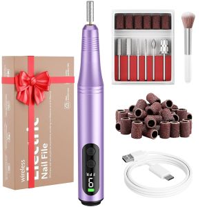 Ccigedy Cordless Electric Nail Drill File for Acrylic & Gel & Dip Powder 9 Adjustable Speeds LED Display 20000 RPM Low Vibration Low Voice Home & Salon Use Professional Results