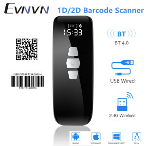 【🔥🔥🔥show scanning time & local delivery】Evnvn 2.4G Wireless 2D Barcode Scanner Via Bluetooth Bar Code Reader with LCD Screen Time USB Wired Supports 1D QR Code Scanning for Windows /Android /IOS