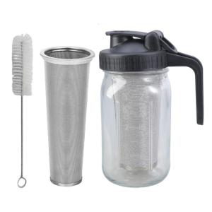 Leak Proof Cold Brew Coffee Maker With Pour Spout Handle Glass Mason Jar With Stainless Steel Beverage Pitcher
