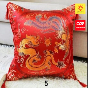 Sarung Bantal Imlek CheongSam Dua Sisi Filosofi Hoki untuk Bantal Sofa Ukuran 40x40cm dan 45x45cm