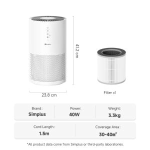 Simplus Air Purifier  330m³/h CADRSmart App Control丨35dB Ultra-Quiet  Removes Dust Smell  Dander OxyCare-A4 App