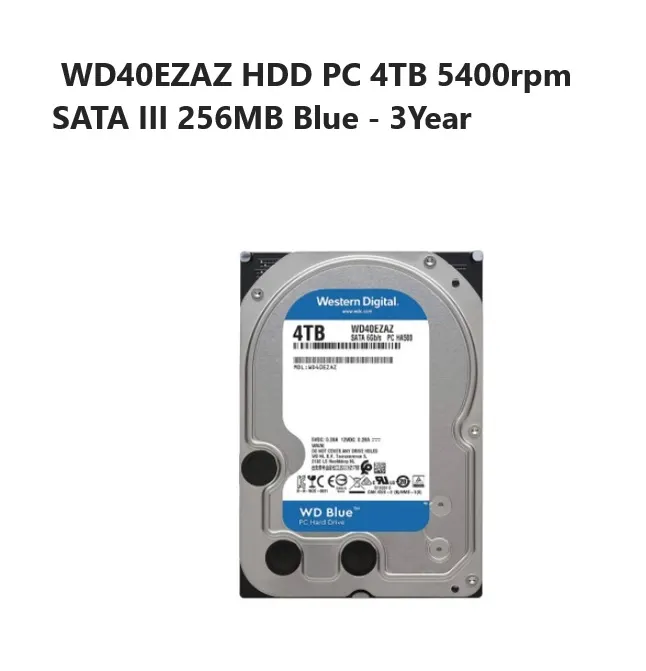 4 TB HDD (ฮาร์ดดิสก์) WD BLUE 5400RPM SATA3 WD40EZAX (รับประกัน3ปี
