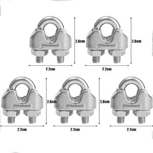 10PCS U Type M3 M5 Cable Clamp Wire Rope Fixing Clip Bolts Saddle Fastener Metal Heavy Duty 304 Stainless Steel Sling Fastener