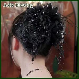 Aolie Elegant Mesh Flower Hair Claw For Women Elegant Tassel Shark Clip Fashion Girl Hair Accessories