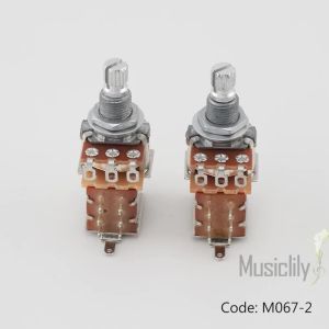 Musiclily A250K/B250K/A500K/B500K Metric Coarse 18-Spline Split Shaft Pots Push/Pull Audio/Linear Taper Potentiometers for Electric Guitar Bass (Set of 2)