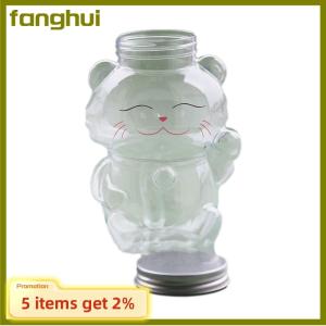 fanghui Cute Lucky Cat Water Bottle Transparent Juice Drink Bottle Milk Tea Bottle Coffee Juice Mouth ABle Drinking Cup