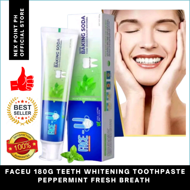 FACEU 180g Teeth Whitening Toothpaste Peppermint Fresh Breath Removes ...