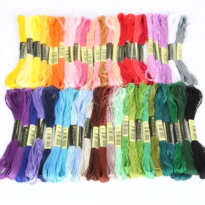 24/50pcs/Bag Randomly Mix Color Floss Cross Stitch Cotton Embroidery Thread Each Color 7.5Meters Cotton Skeins DIY Craft Sewing Tools