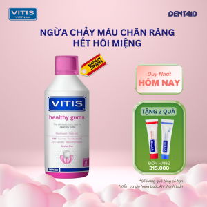 Nước Súc Miệng VITIS Healthy Gums 500ml - Ngăn Ngừa Viêm Nướu Chảy Máu Chân Răng Hôi Miệng Không Cồn