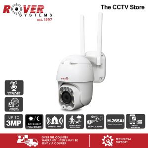 Rover Systems 3MP Mini PanTilt Wireless Indoor/Outdoor Smart Wi-Fi IP CCTV Camera with Voice alarm Human Two Way Audio