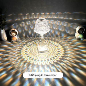 LED Diamond Table Lamp Light USB Rechargeable Crystal LED Night Light Touch Control Bedroom Atmosphere Desk Lamp For Home Decor