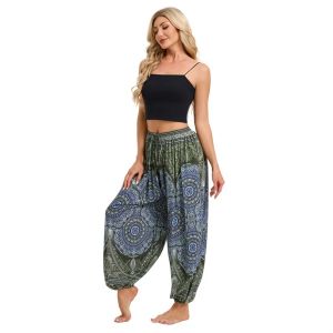 Womens Boho Wide Leg Harem Pants High Waist Yoga Loose Lantern Pants Breathable Beach Trousers Vacation Printed Jagger2026