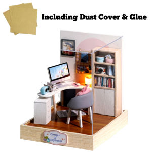 [HY] Set DIY Rumah Patung DIY Dollhouse Miniature Kit DIY Dollhouse Dust Cover Valentine Birthday Gift 小屋客厅书房礼物