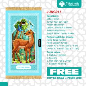 Sajadah Anak Premium Motif Daun & Tiga Rumbling + Custom Nama + Tasnyasa