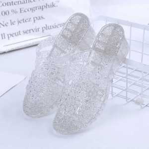 [Free Shipping] WomenS Summer Crystal Plastic Sandals High Heel Thick-Soled WomenS Sandals MomS Wedge Outdoor Sandals