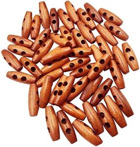 20pcs Wood Toggle Buttons Olive Shape Wooden Coat Buttons 3cm for Sewing Knitting Duffle Coat