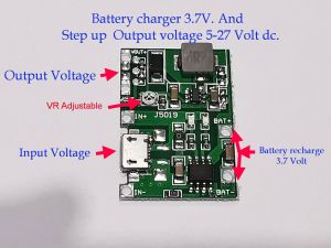 Module ชาร์จแบต.3.7V ไฟเข้ามี2รุ่น (Micro USB /TypeC) 5Volt  ไฟออกปรับแรงดันได้(Step up)ประมาณ 5-27 Volt 1A.
