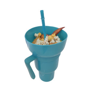 JustLiving Color Changing Stadium Tumbler with Straw Movie Theater Popcorn Cup Cola Cup Drink Snack Cup 2 in 1 Drinking Cup and Popcorn Container for Restaurants/ Cafes/ Cinema