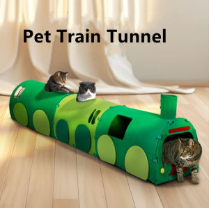 “LOCAL STOCK" Cat Tunnel with Scratching Board Self-Play Toy Green Train Passage Corrugated Paper and Non-Woven Fabric for Claw Grinding Car-Style Cat House