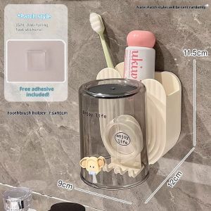Hangdian treo tường giá để bàn chải đánh răng với cup lưu trữ cho phòng tắm tổ chức