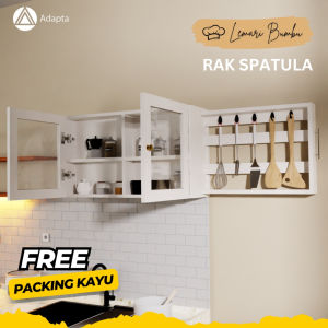 Rak Dinding Minimalis -Rak Bumbu Dapur Kaca Tertutup Tempel -  Lemari Dapur Kitchen Set Gantung Minimalis
