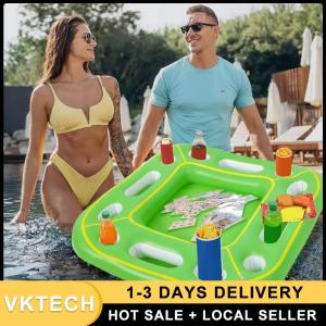 Inflatable Card Game Table W/ Food Drink Holder Inflatable Pool Party Tray Float for Adult Beach Summer Party Hot Tub