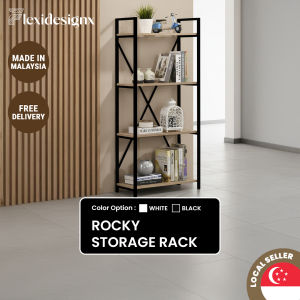 Flexidesignx 4 Tier Bookshelf Rack Storage Shelf Powder Coated Metal Frame – ROCKY