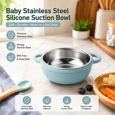 Mangkok Bayi Mpasi Bowl Suction Cup Stainless Steel Silikon - SGEE5