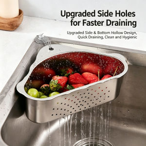 Stainless Steel Triangular Sink Strainer Fruit Vegetable Residue Drainer Save Space Kitchen Sink Household Kitchen Supplies