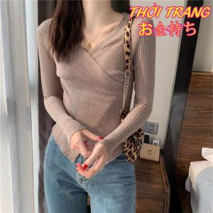 Áo Len Nữ Kiểu Hàn Quốc Trễ Vai Ulzzang hot hit Vạt Chéo Trễ Vai Dài Tay 368