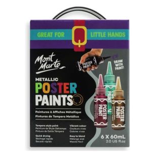 Mont Marte Metallic/Floro Poster Paints 6pc/12pc x 60ml
