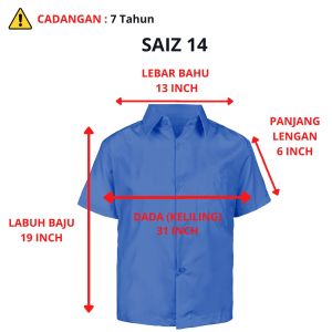 KEMEJA PENGAWAS LENGAN PENDEK BIRU LICIN ( KOSHIBO ) - FH040