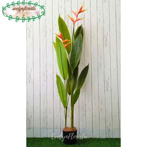 Pohon Hias Daun Pisangan Heliconia Bunga Bird Of Paradise T145 Latex Artificial Pot Dasar Hitam Plastik Dekorasi Rumah Aesthetic Ruang Tamu