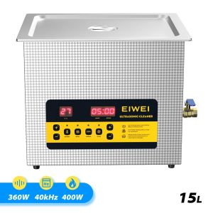 Ultrasonic Cleaner 15L with Timer Digital for Cleaning Jewelry Glasses Watch Dentures Small Parts Circuit Board Dental Instrument Commercial Ultrasound Clean Machine