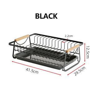 BMZAR Multi-Function Dish Drying Rack with Drain Tray Kitchen Counter Organizer for Plates Bowls Cups Carbon Steel Rust Resistant Home Storage Rack