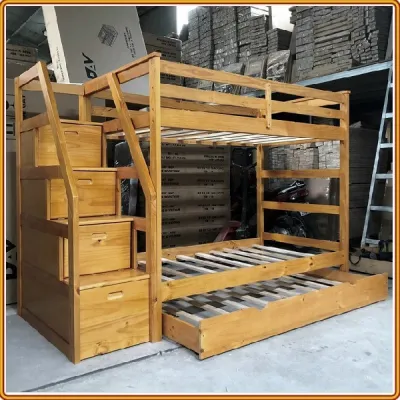 Giường Ngủ 3 Tầng Kiwi Honey Gỗ Tự Nhiên Thương Hiệu NOLULU