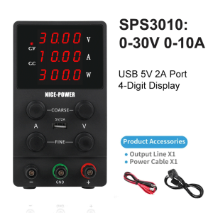 Adjustable DC Power Supply 30V 10A Voltage Regulator LED Digital laboratory Stabilizer Switching 60V 5A DC Power Bench Source SPS-C3206 EU/UK/US Plug Phone Repair