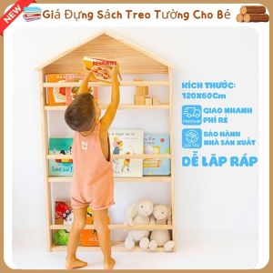 Giá Đựng Sách Treo Tường Cho Bé - Kệ Tủ Decor Trang Trí Phòng Học - Phòng Trẻ Em