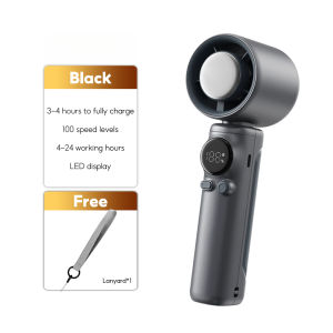 High Speed Handheld Fan 23H 6000mAh Strong Wind 100 Level Adjustment LED Display Battery Portable Turbo Fan