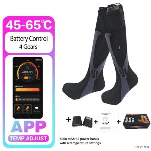 APP Heated Socks for Men Women Rechargeable 5000mah Battery Electric Socks Winter Foot Warmer Outdoor Skiing Fishing