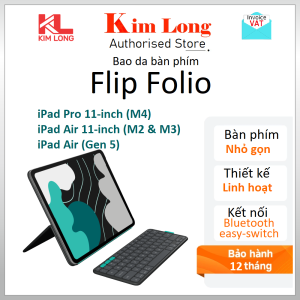 Bao da bàn phím Logitech Flip Folio for iPad Pro 11-inch M4 iPad Air 11-inch M2 & M3 iPad Air Gen 5 - Hàng chính hãng