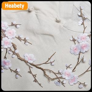 【2-3 days delivery】 Beautiful Embroidered Plum Blossom Flower Patch Iron/Sew on Applique Motif Craft