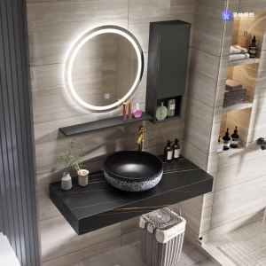 AUREO Bathroom Vanity Mirror Cabinet Combination Rock Slab Countertop Sink Sets 91-120cm Rock Slab/Artificial Stone Intelligent Mirror Self-Contained Installation Modern Style