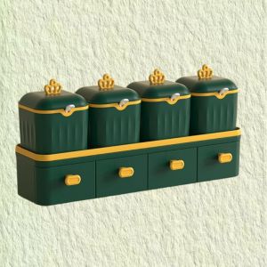 Crown Spice Jar Drawer Organiser Double Kitchen Spice Caddy Set with Spoon Simple and elegant seasoning jar
