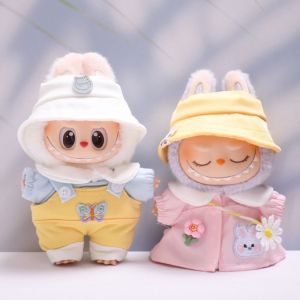 CAEXE ดอกไม้ฤดูใบไม้ผลิ ชุดตุ๊กตาผ้า ผีเสื้อรูปผีเสื้อ ชุดเอี๊ยมและกระโปรง เสื้อผ้าตุ๊กตากำมะหยี่17ซม. สูทสำหรับเด็ก ดีไอวาย นั่งสบายๆเวลาผ้า อุปกรณ์ตุ๊กตาผ้าฝ้าย