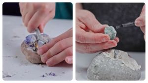 National Geographic Glow-In-The-Dark Dig Kit - Excavate 6 Glowing Rocks & Dinos