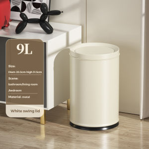 9L/10L/12L Bathroom Swing lid trash candouble layers metal garbage canmodern trash can for bathroombedroomliving roomhoteloffice