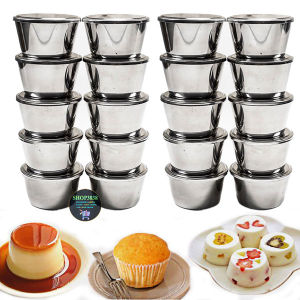 Bộ (20-50) Khuôn Inox304 7cm Nắp Inox304 Làm Bánh Flan Pudding Cupcake Rau Cau Đựng Sốt