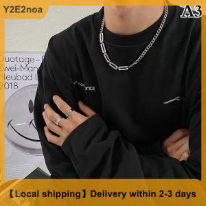 【Local shipping】 Creative Hip-hop Tide Simple Black Square Earrings Pendant Necklace Mens Dual-use Design Stainless Steel Stitch Necklace